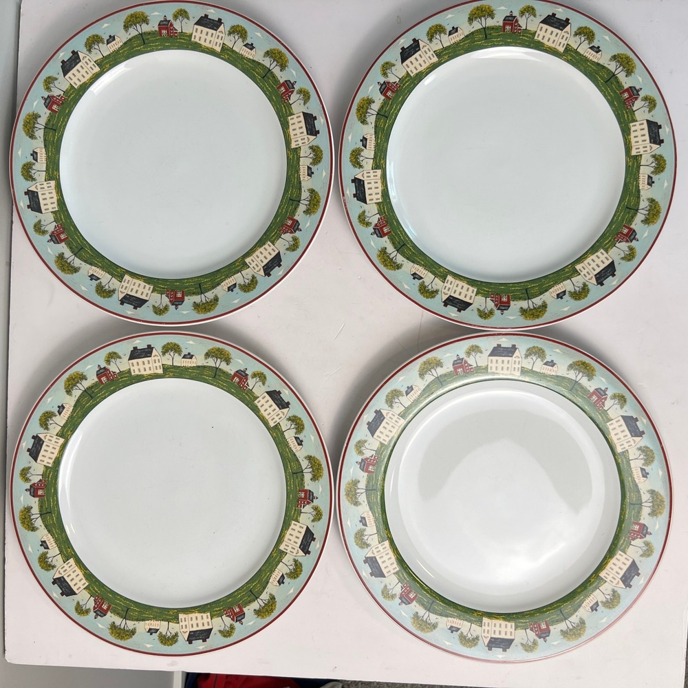 Sakura Dinner Plates Warren Kimble Brandon House 10.75" White Folk Art Farmhouse